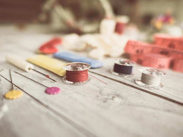Workshop table with embroidery
